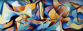Morning Journey-Summer oil on canvas diptych 56 cm x 26 cm